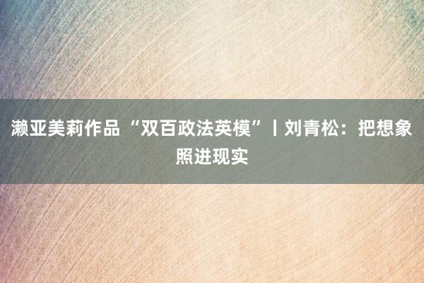 濑亚美莉作品 “双百政法英模”丨刘青松：把想象照进现实